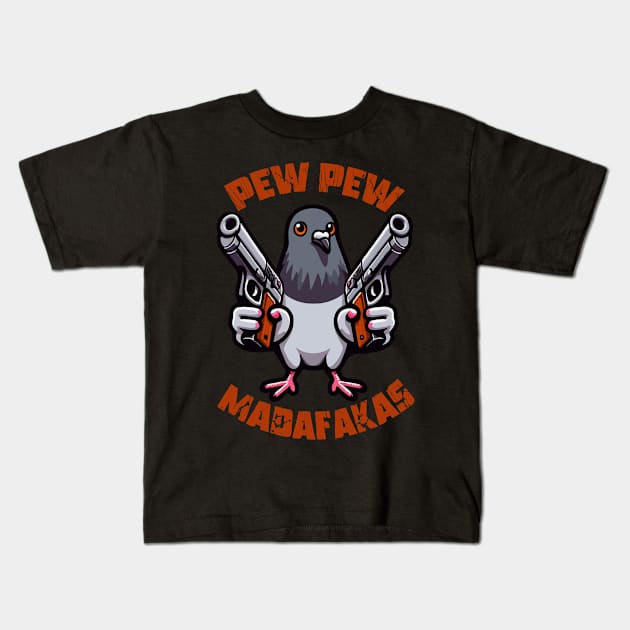 Pew Pew Bird Kids T-Shirt by MoDesigns22 